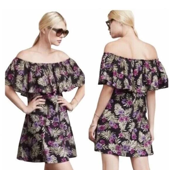 Reformation Off-The-Shoulder Nashville‎ Linen Dress in Lanai Tropical Size Small - Picture 2 of 9